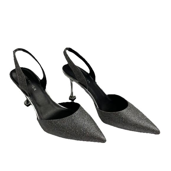 Marc Fisher Glittery 3/4 Pump Sling Back Pumps Silver-6.5M - Picture 1 of 7